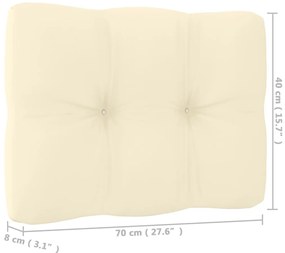 Sofá de centro para jardim c/almofadões pinho maciço cor creme