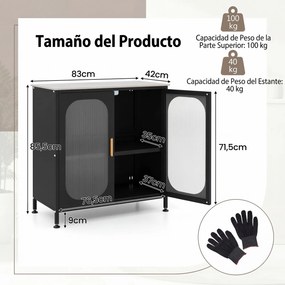 Armário de Cozinha, 83 x 42 x 85,5 cm, Estante Regulável, Preto