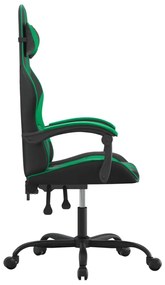 Cadeira gaming couro artificial preto e verde