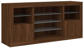 Aparador com luzes LED 142,5x37x67 cm carvalho castanho