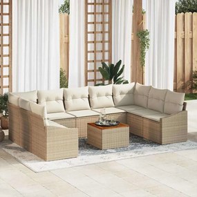 vidaXL Conjunto de Sofá de Jardim com 10 Peças e Almofadas Bege