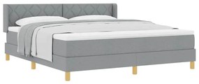 Cama Box Spring com Colchão Cinza Claro, 180 x 200 cm, Tecido