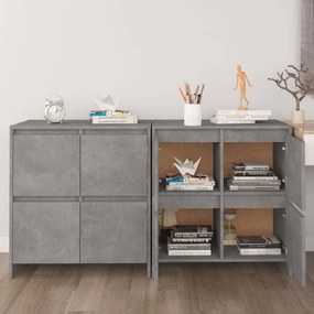 vidaXL Aparadores 2 pcs 70x41x75 cm aglomerado cinzento cimento