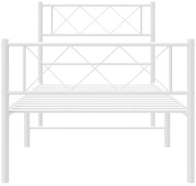 Estrutura de cama com cabeceira e pés 90x200 cm metal branco