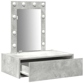 Mesa de Maquiagem Suspensa com Luzes LED Cinza Concreto