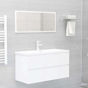 vidaXL 2 pcs conj. móveis de casa de banho derivados de madeira branco