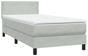Cama com molas/colchão cinzento-claro 90x220 cm veludo