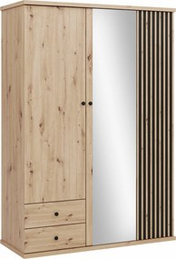 Roupeiro Venmava 115, Carvalho Artisan, Preto, 213x150x60cm, 162 kg, Portas para roupeiro: Com dobradiças