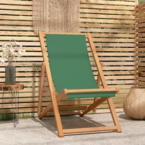 Cadeira de praia dobrável madeira de teca maciça verde