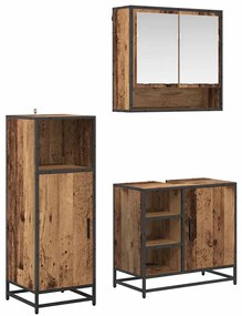 vidaXL Conjunto de Móveis para Banheiro com porta 3 pcs Madeira Antiga