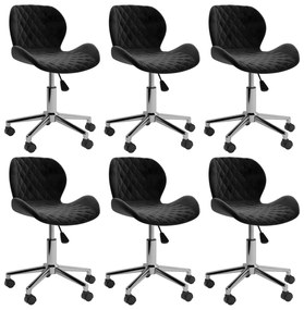 vidaXL Cadeiras de jantar giratórias 6 pcs veludo preto