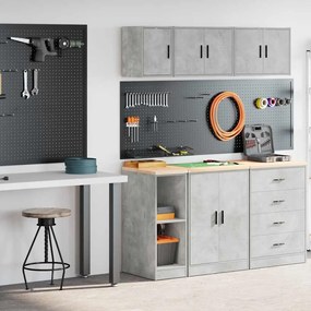 vidaXL Armários de garagem 2 pcs madeira processada cinzento-cimento