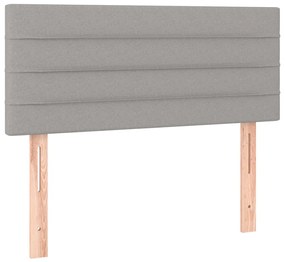 Cama box spring c/ colchão e LED 90x200 cm tecido cinza-claro