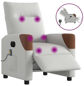 Poltrona massagens reclinável elétrica tecido cinzento-nublado