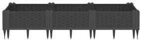 Vaso/floreira de jardim c/ estacas 125x40x28,5 cm PP preto