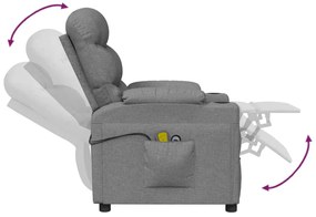 Poltrona de massagens elétrica tecido cinzento-claro
