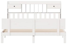 Cama com estante sem colchão 180x200 cm pinho maciço branco