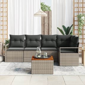 Conjunto de Sofá de Jardim vidaXL de 6 Peças com Almofadas Cinza de Ra