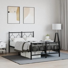Estrutura de cama com cabeceira e pés 120x190 cm metal preto