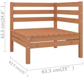 6 pcs conjunto lounge de jardim pinho maciço castanho mel