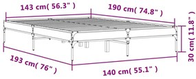 Estrutura cama 140x190 cm derivados de madeira/metal