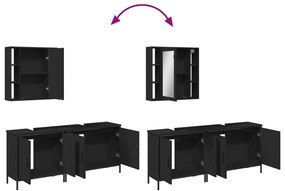 3 pcs conjunto móveis casa de banho derivados de madeira preto