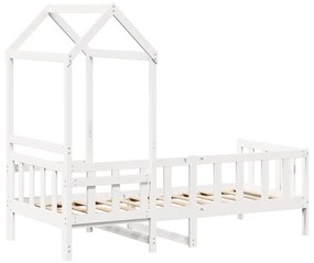 Sofá-cama com telhado 80x200 cm madeira de pinho maciça branco