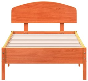Cama sem colchão 75x190 cm madeira de pinho maciça castanho-mel