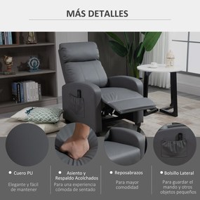 HOMCOM Poltrona de Massagem Poltrona Relax Reinclinável com Controle R