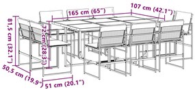 11 pcs conj. de jantar p/ jardim c/ almofadões textilene preto