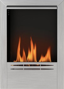 Lareira a etanol em aço inoxidável 48 L x 18 P x 59 A cm, capacidade de 0,9 litros, autonomia de até 3,3 horas, prateada