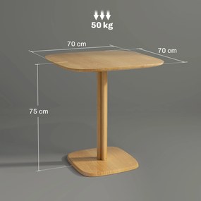Mesa de Refeição de Madeira Quadrada para 4 Pessoas (CADEIRAS NÃO INCLUIDAS) Base Quadrada para Espaços Pequenos 70x70x75 cm Madeira