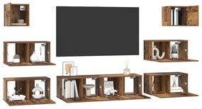 Conjunto de móvel de TV 8 pcs Madeira antiga 60 x 30 x 30 cm