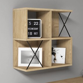 Prateleira de Parede Extra – Carvalho/Preto – 60x60x24 cm