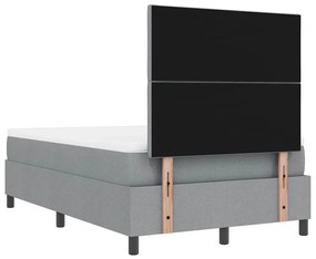 Cama Box Spring com Colchão e Banco Cinza Claro 120x190 cm Tecido