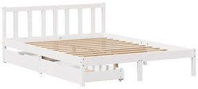 Cama sem colchão 120x190 cm madeira de pinho maciça branco