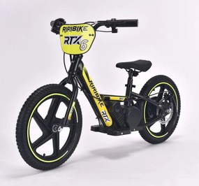 Bicicleta eléctrica para crianças RIRIBIKE RTX6 24V (16") bateria de lítio, motor de 250 watts, travão de disco, assento ajustável em PU macio Amarela