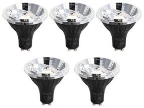 Conjunto de 5 Lâmpadas LED GU10 Reguláveis 70mm 6.5W 600 lm 2700K