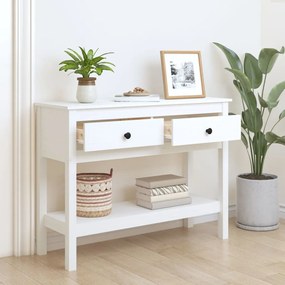 Mesa consola 100x35x75 cm pinho maciço branco