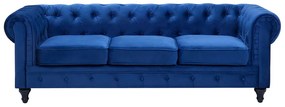 Sofá de 3 lugares em veludo azul escuro CHESTERFIELD Beliani
