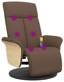 Cadeira de massagens reclinável c/ apoio de pés tecido castanho