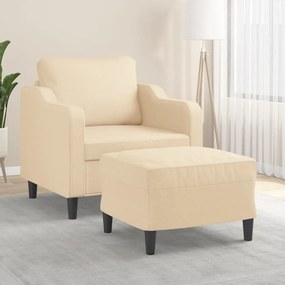 vidaXL Poltrona com apoio de pés 60 cm tecido cor creme