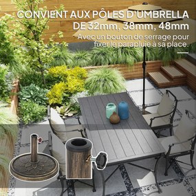 Base redonda para guarda-sol de jardim em resina, com 12 kg, para mastros de guarda-sol de 32, 38 e 48 mm, em tom bronze