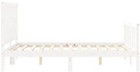 Cama sem colchão 120x200 cm madeira de pinho maciça branco