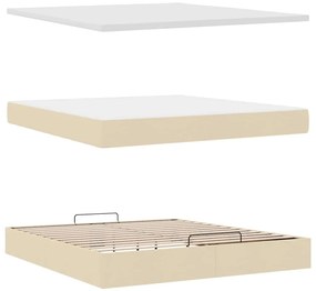 Estrutura de cama otomana com colchão tecido creme 160x200cm