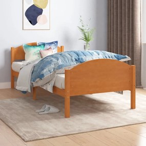 322037 vidaXL Estrutura de cama 100x200 cm madeira pinho maciço castanho mel