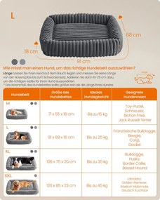 Cama para cães 91 x 68 x 20 cm, ortopédica e lavável cinzento-chumbo