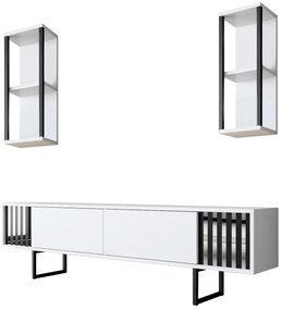 Conjunto de Mobiliário de Sala Chrome Line Set – Branco/Preto – Espess