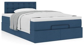 Estrutura de cama otomana com colchão 120x200 cm tecido azul