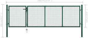 Portão de jardim 350x100 cm aço verde